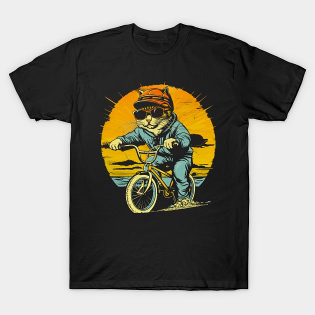 Cat Riding a Bike T-Shirt by OscarVanHendrix